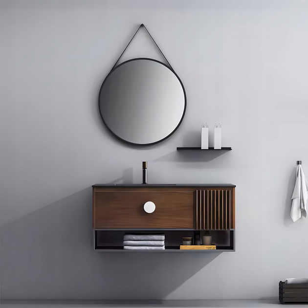 Lustro ModernHome by Multistore okrągłe 60 cm czarne (VKM-925H-60) - obraz 7
