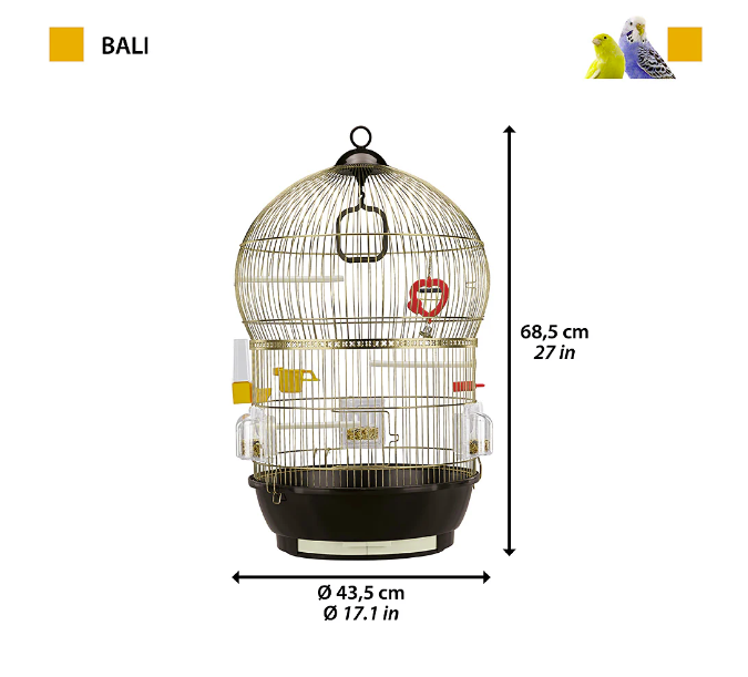 Клітка для канарок та маленьких птахів Ferplast Antique Brass Bali Ø43.5х68.5 см 51018802 - зображення 2