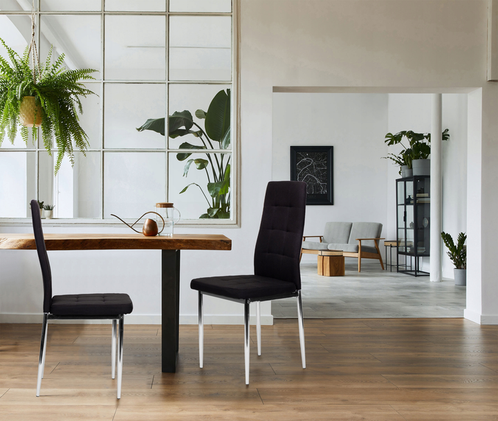 Набір стільців для кухні та вітальні ModernHome by Multistore стьобані 4 шт чорні (5904224306656) - зображення 6