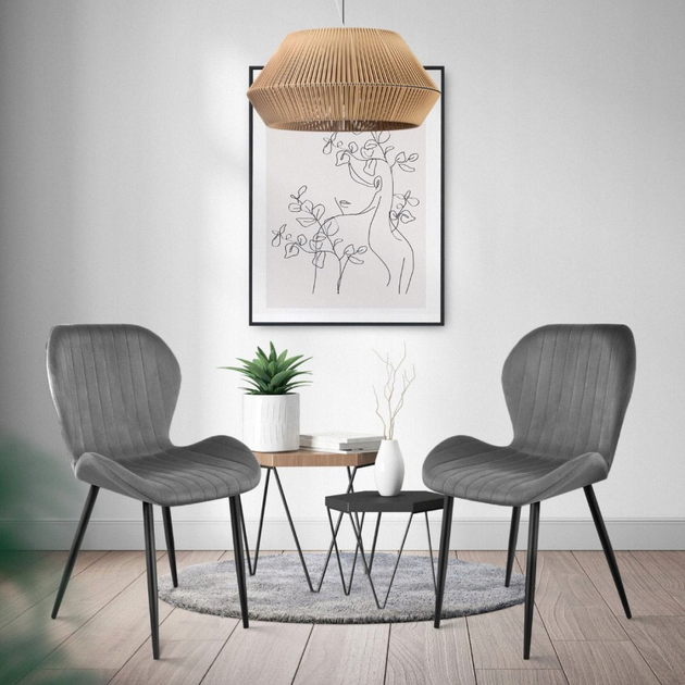 Zestaw krzeseł do kuchni i salonu ModernHome by Multistore welur 4 szt szare (MC-188) - obraz 9