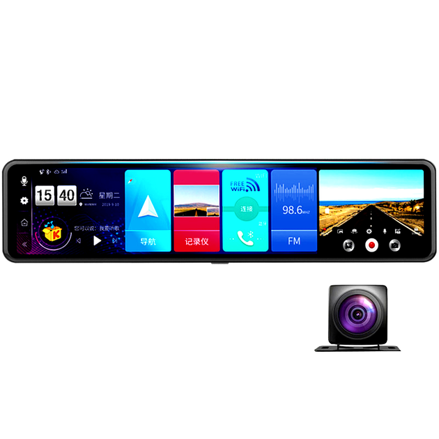 Відеореєстратор дзеркало 10,26" сенсор,Android Wi-Fi Bluetooth FM-трансмітер Android Auto+CarPlay AUX DVR S109 - изображение 2