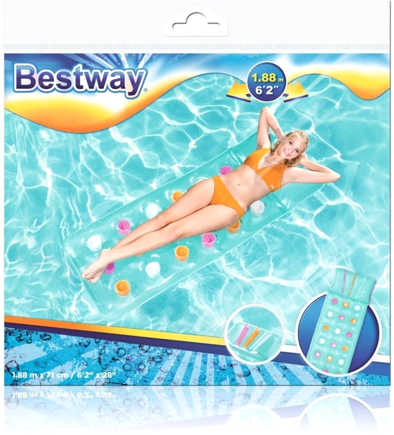 Materac dmuchany Bestway do pływania 188 x 71 cm Turkusowy (5903864911978) - obraz 3