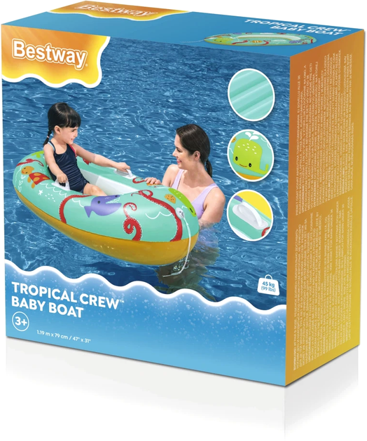 Дитячий надувний понтон Bestway Sea Animals з надувним дном 119 х 79 см (6941607320334) - зображення 1