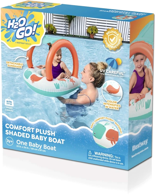 Надувний понтон Bestway Water Life з навісом 84 х 67 см (6941607368510) - зображення 8