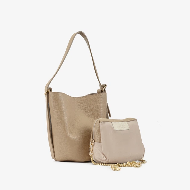 Сумка женская кожаная сумка-ведро средняя Regina Notte Tote 3872 Светлый тауп - изображение 3