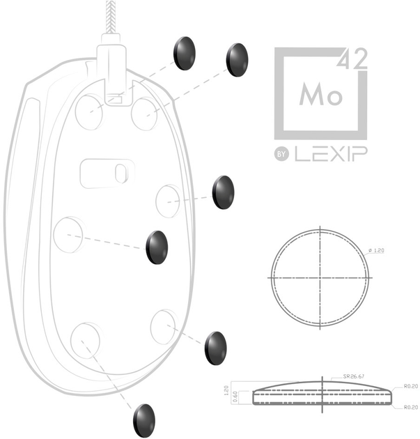 Ślizgacze do myszy Lexip Gaming MO42 V2 Ceramic Black (JVAPCM00600) - obraz 4