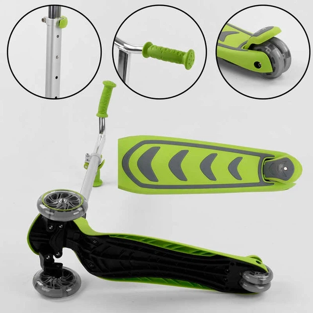 Самокат трехколесный Y-00436 (4) Best Scooter, складной алюминиевый руль, 4 колеса PU со светом, d=12 см - изображение 2