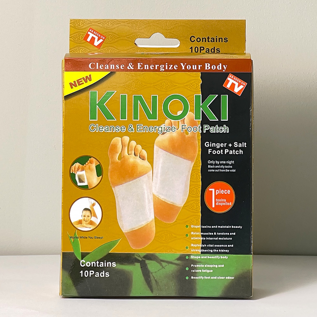 Пластирі на стопи для імунітету KINOKI, Gold "Cleanse & Energize Foot Patch" стопні детокс патчі з імбиром та сіллю для очищення (10 шт / 5 пар) - зображення 2