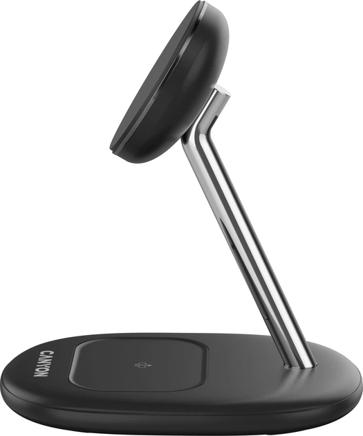 Ładowarka bezprzewodowa Canyon WCS-205 15 W Qi2 2-w-1 + zasilacz i kabel USB-C 1 m Black (CNS-WCS205B) - obraz 4