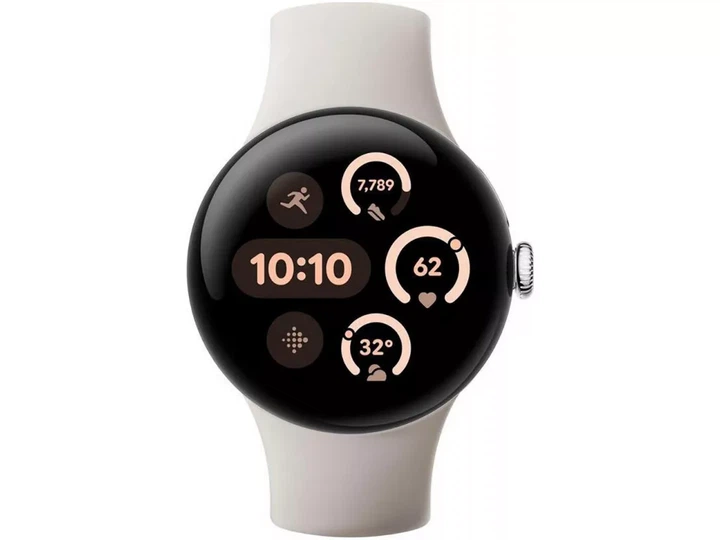 Смарт-годинник Google Pixel Watch 41mm / NFC / GPS / Wi-Fi / Bluetooth 5.0 / Влагозащита 5 ATM / Wear OS / Polished Silver / Porcelain Active Band Б/В - зображення 2