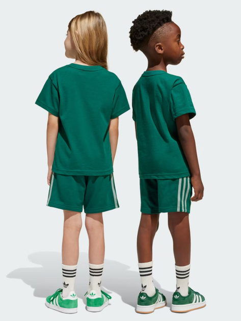 Дитячий літній комплект (футболка + шорти) Adidas Short Tee Set JC9159 98-104 см Зелений/Білий/Сріблястий (4067902619620) - зображення 2