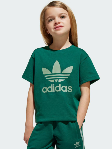 Дитячий літній комплект (футболка + шорти) Adidas Short Tee Set JC9159 98-104 см Зелений/Білий/Сріблястий (4067902619620) - зображення 5