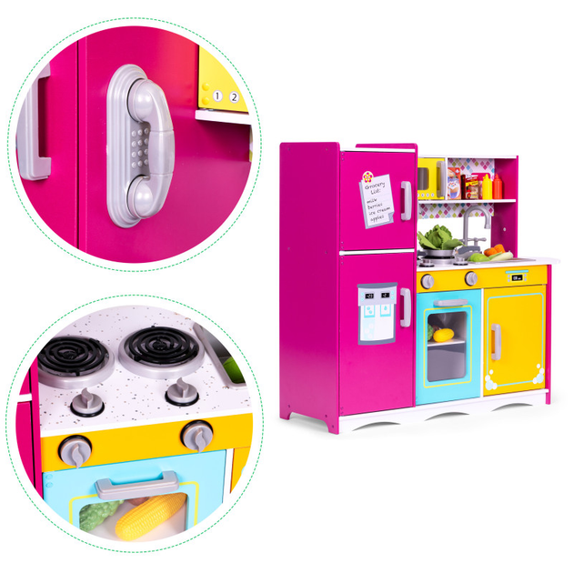 Дитяча дерев'яна кухня EcoToys різнокольорова з аксесуарами TL40027 (5905817003815) - зображення 4