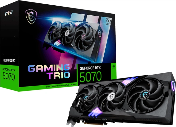 Відеокарта MSI PCI-Ex GeForce RTX 5070 Gaming Trio OC 12GB GDDR7 (192bit) (2625/28000) (HDMI, 3 x DisplayPort) (RTX 5070 12G GAMING TRIO OC) - зображення 7