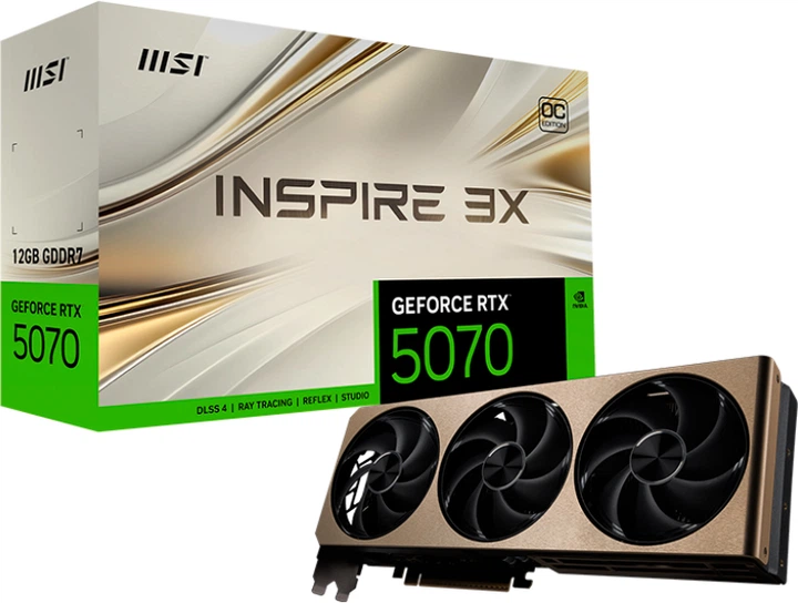 Karta graficzna MSI PCI-Ex GeForce RTX 5070 INSPIRE 3X OC 12GB GDDR7 (192bit) (2557/28000) (HDMI, 3 x DisplayPort) (RTX 5070 12G INSPIRE 3X OC) - obraz 6