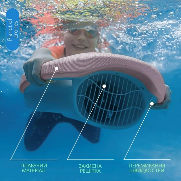 Підводний акваскутер Visuo Swimming Board 19,2 x 14,9 см, Синій (Плавальна електродошка з мотором Swim Kickboard) - зображення 3