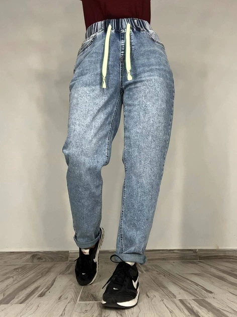 Джинсы женские Vanver 8083 Mom jeans резинка шнурок на талии