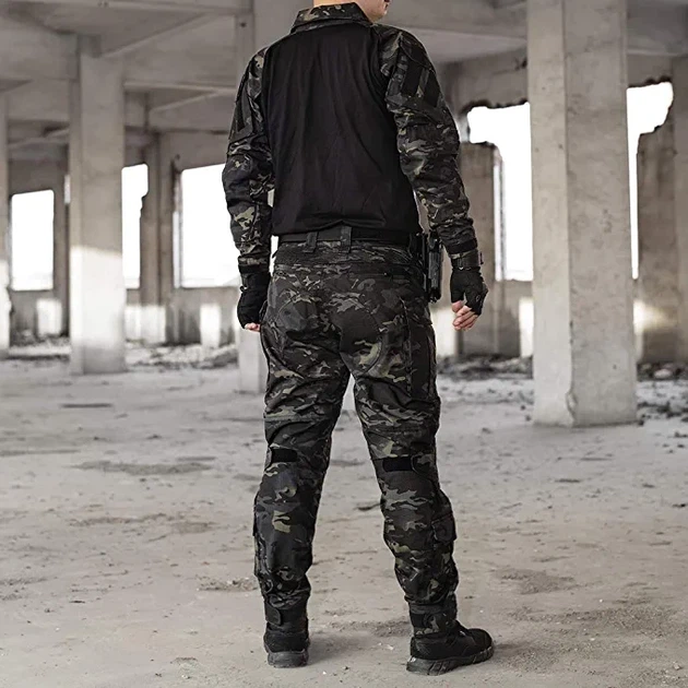 Чоловічі тактичні штани multicam з наколінниками G3 Combat IDOGEAR, штани камуфляж Rip Stop чорний мультикам, 6933451-S - зображення 10