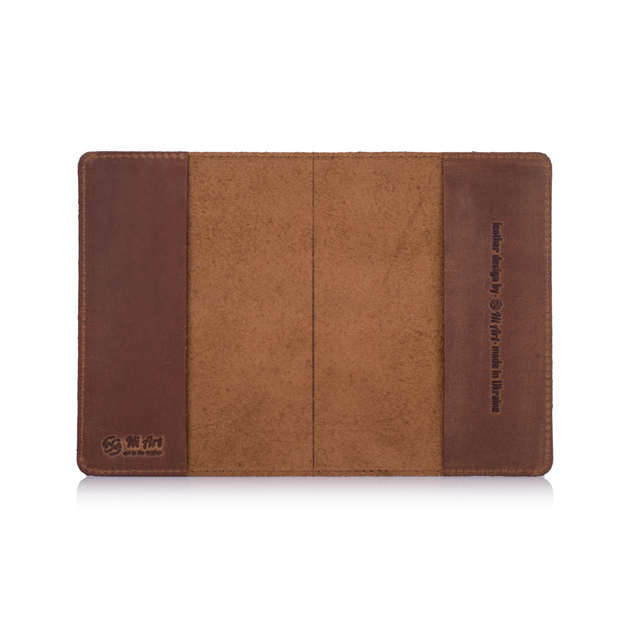 жка для паспорта с натуральной матовой кожи HiArt PC-01-S19-1235-000 Shabby Cumaru темно рыжого цвета - изображение 4