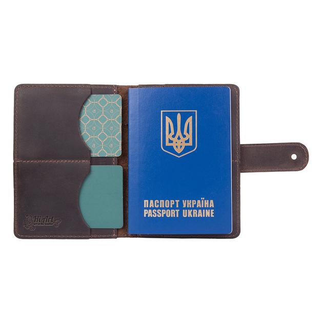 Шкіряний портмоне для паспорта / ID документів HiArt PB-03S/1-S19-1106-T006 Shabby Gavana Brown "Mehendi Classic" - зображення 4