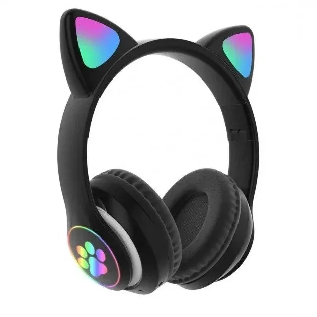 Беспроводные наушники MDR CAT VZV-23M с кошачьими ушками Bluetooth с подсветкой Черные - изображение 5