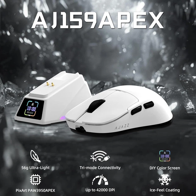 Бездротова магнітна миша Ajazz AJ159 APEX PAW3950 три режими