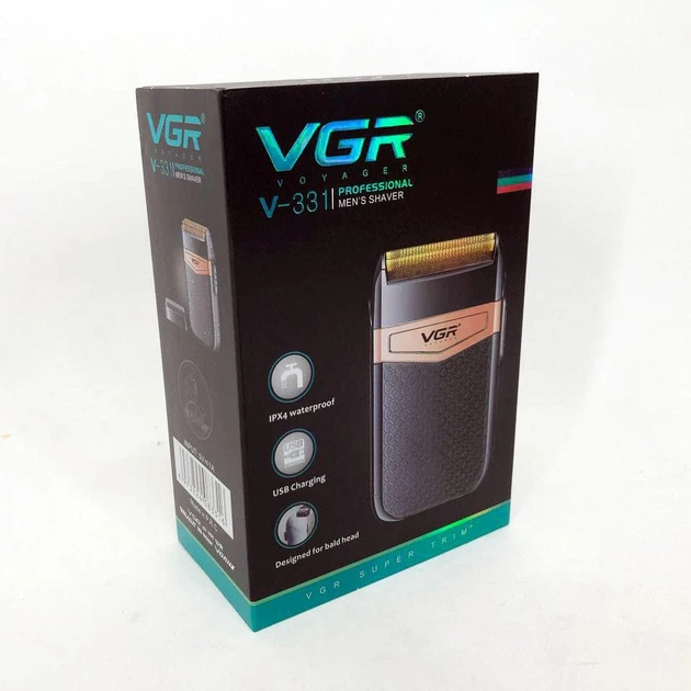 Портативна акумуляторна електробритва для стрижки бороди та вусів з USB VGR V-331 Pro Чорний + Щіточка для чищення - зображення 13