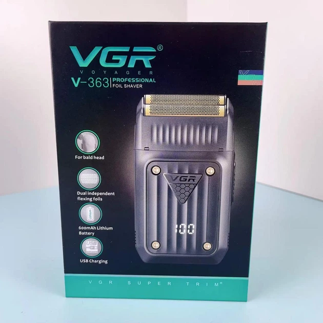Аккумуляторная электробритва для бритья бороды и усов с USB VGR V-363 Pro Черный + Щеточка для чистки - изображение 9