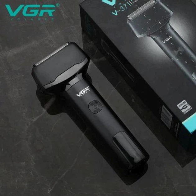 Аккумуляторная электробритва для бритья лица с USB и IPX5 VGR V-371 Pro Черный + Щеточка для очистки - Фото 3 Аккумуляторная электробритва для бритья лица с USB и IPX5 VGR V-371 Pro Черный + Щеточка для очистки - изображение 3