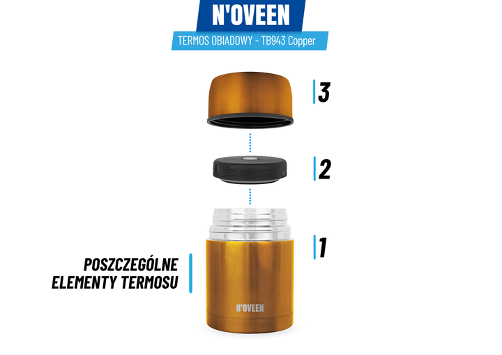 Termos obiadowy Noveen TB943 Miedziany 600 ml (TB943) - obraz 3