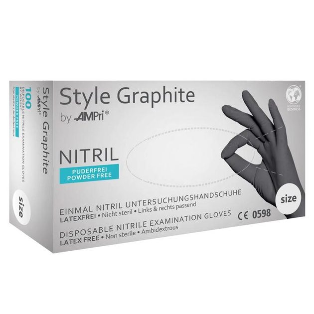 Перчатки нитриловые STYLE GRAPHITE Серые неопудренные, размер M, 100 шт - изображение 1