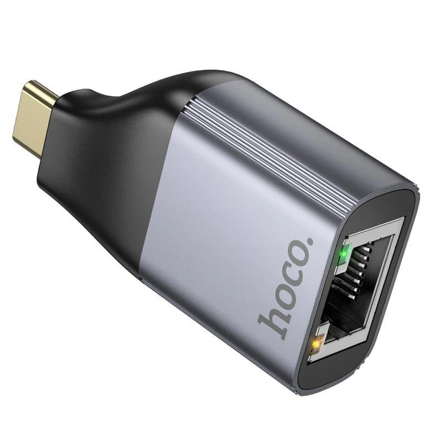 Внешняя сетевая карта Type-C на RJ45 LAN USB переходник Hoco Ethernet Adapter (100 Mbps). Gray - изображение 3