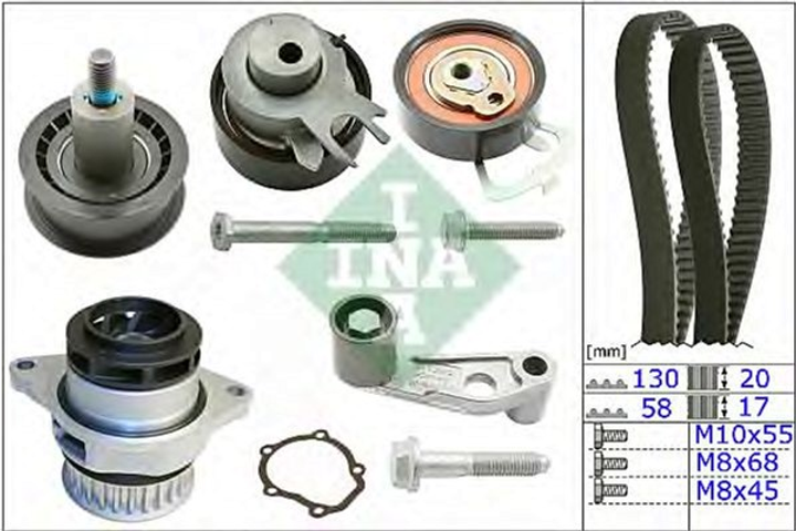 Комплект ременя ГРМ з помпою Ina VW Golf IV/Seat Leon 1.6 FSi 00- (530 0089 30) - зображення 1