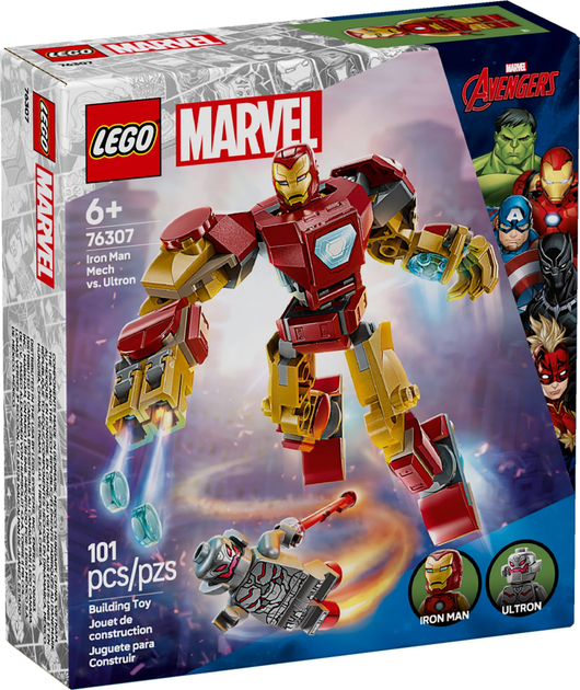 Zestaw klocków LEGO Super Heroes Marvel Mech Iron Mana kontra Ultron 101 element (76307) - obraz 1