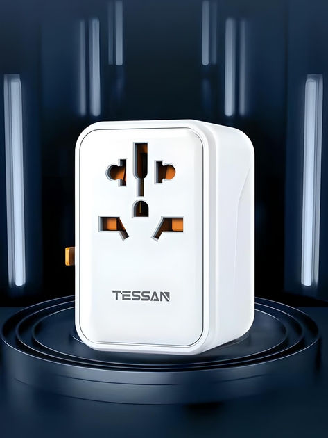 Універсальний зарядний пристрій TESSAN GM-637 під будь-яку розетку, 2 USB, 2 Type-C, 10A, 2500W, 65W, (white) - зображення 6