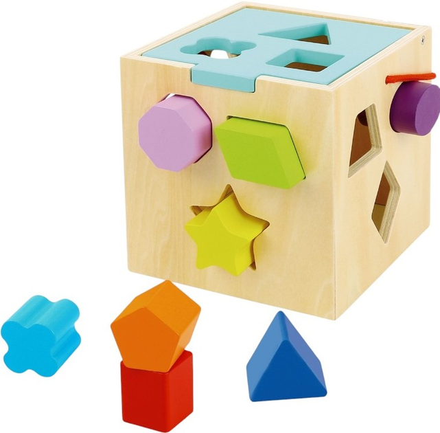 Sorter Tooky Toy Kostka z kolorowymi wzorami (6972633374589) - obraz 1