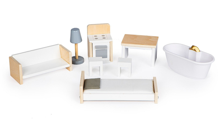 Drewniany domek dla lalek Ecotoys z mebelkami Rezydencja GRACE (8210) (5903769974894) - obraz 4