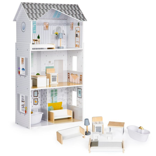Drewniany domek dla lalek Ecotoys z mebelkami Rezydencja GRACE (8210) (5903769974894) - obraz 6