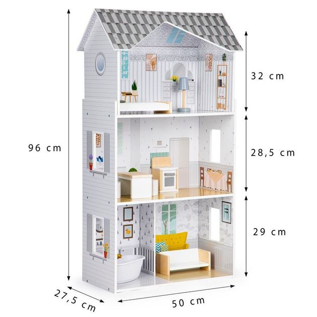 Drewniany domek dla lalek Ecotoys z mebelkami Rezydencja GRACE (8210) (5903769974894) - obraz 9