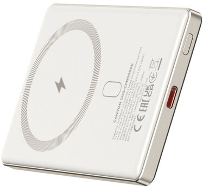 УМБ Canyon OnPower 505 slim Magsafe 5000 mAh PD20W Beige (CNS-CPB505BE) - зображення 6