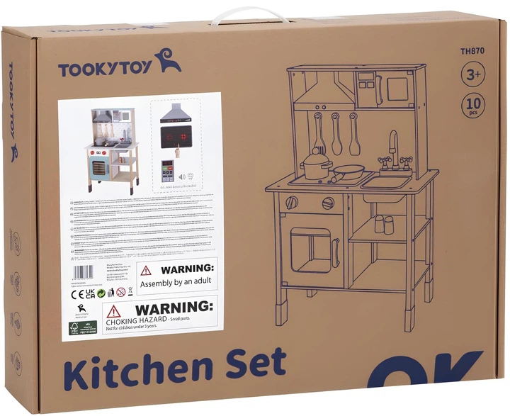 Kuchnia dla dzieci Tooky Toy Drewniana 10 elementów (5904326941861) - obraz 6