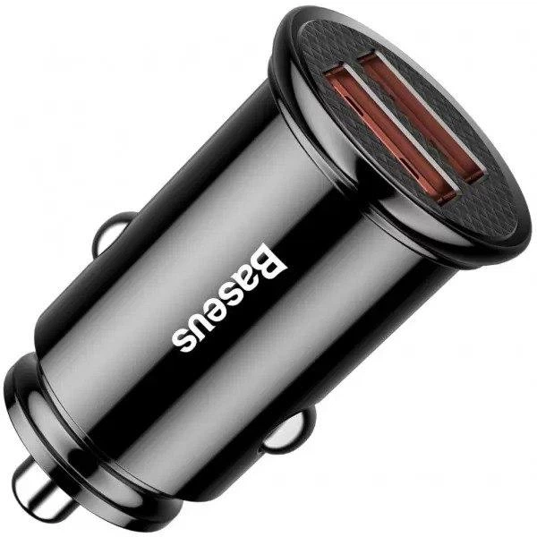 Автомобільний зарядний пристрій Baseus Circular Plastic 30W 2USB Швидка зарядка QC 3.0 (CCALL-YD01) Black - Фото 1 Автомобільний зарядний пристрій Baseus Circular Plastic 30W 2USB Швидка зарядка QC 3.0 (CCALL-YD01) Black - зображення 1