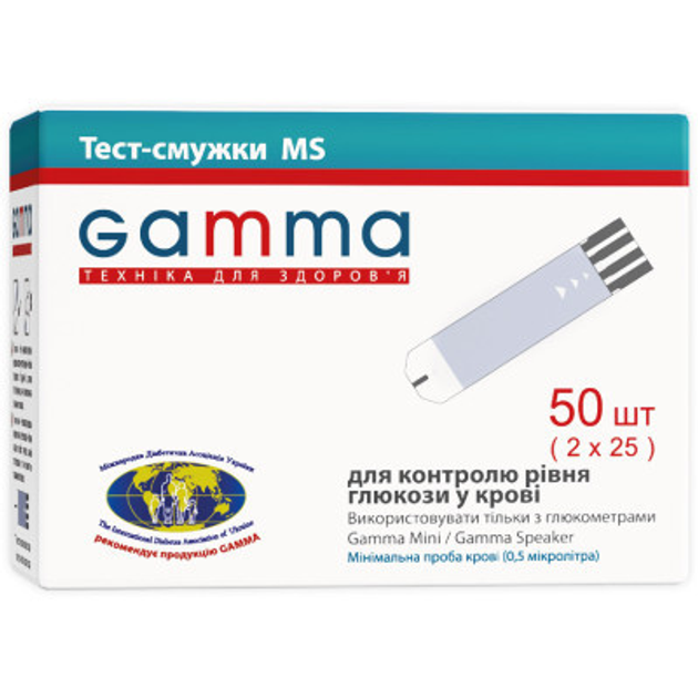 Тест-полоски для глюкометра Bionime MS 50 шт. (7640143651818) - изображение 1