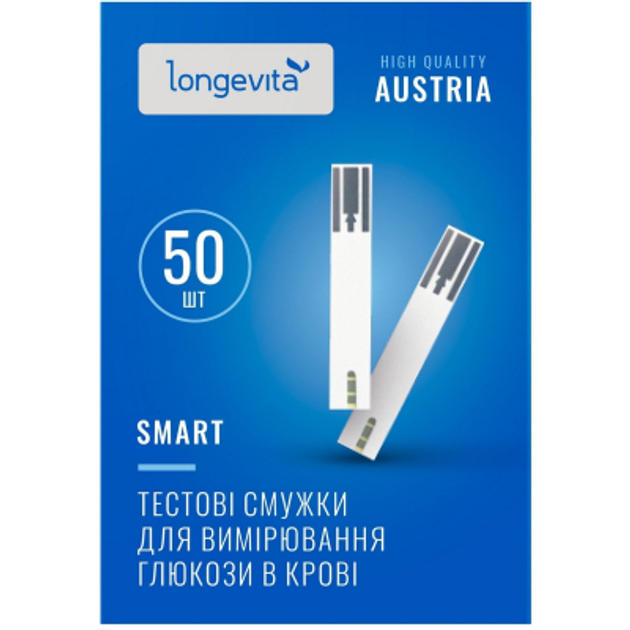 Тест-полоски для глюкометра Longevita Smart 50 шт. (6397644) - изображение 1