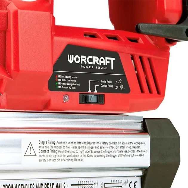 Аккумуляторный гвоздезабиватель комбинированный WORCRAFT CNS‑S20LiH без АКБ и ЗУ, мебельный нейлер - Фото 6 Аккумуляторный гвоздезабиватель комбинированный WORCRAFT CNS‑S20LiH без АКБ и ЗУ, мебельный нейлер - изображение 6