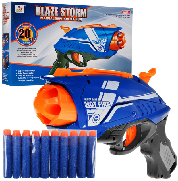 Pistolet Blaze Storm manualny mechanizm sprężynowy + Pocisków z pianki 20 szt (5903864902730) - obraz 2