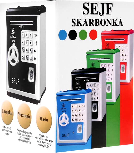 Sejf skarbonka Oszczędzanie pieniędzy Czarny 5903864902631) - Zdjęcie 1 Sejf skarbonka Oszczędzanie pieniędzy Czarny 5903864902631) - obraz 1