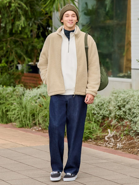Куртка демисезонная Шерпа мужская Uniqlo 248186568 M Бежевая (1159826133) - изображение 3