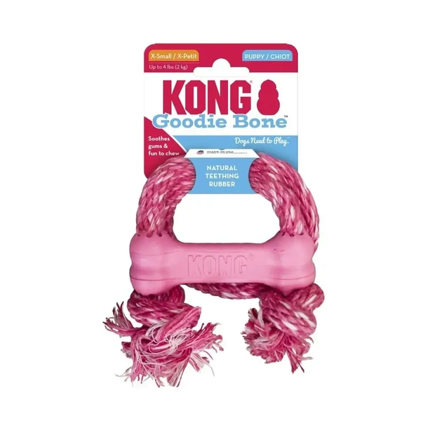 Жевательная кость для щенков с веревкой KONG Puppy Goodie Bone XS - изображение 2
