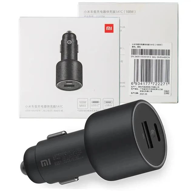 Автомобільний зарядний пристрій 100вт з кабелем Xiaomi Quick Charge 1A1C швидка зарядка - зображення 7